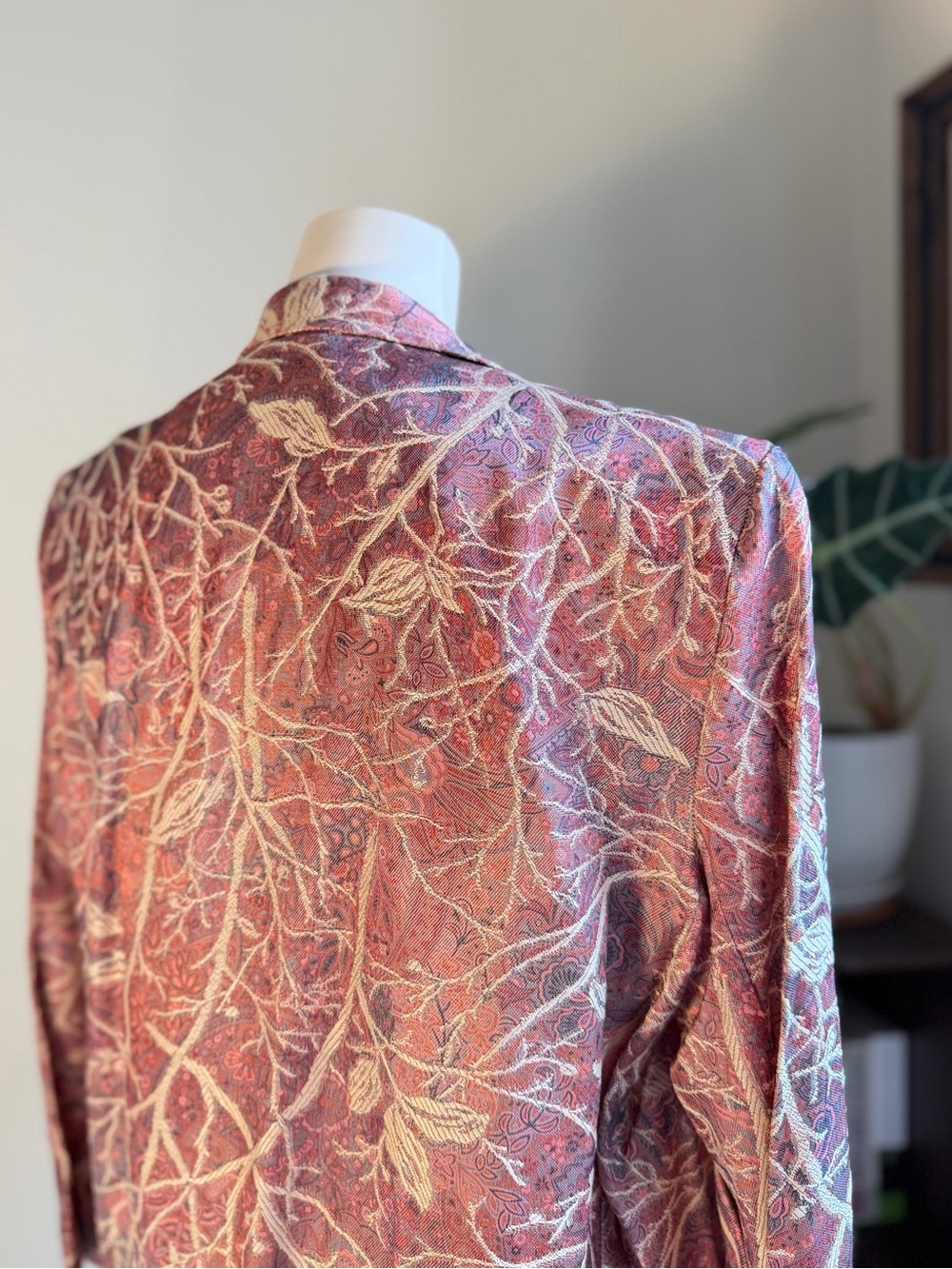 Vintage Floral Brocade Double Breasted Jacket Blazer L Pink Metallic 90s - Picture 5 of 11